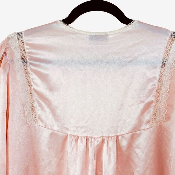 Christian Dior Vintage 80s Pale Pink Satin Lace Embroidered Nightgown Sz XL - Picture 7 of 16